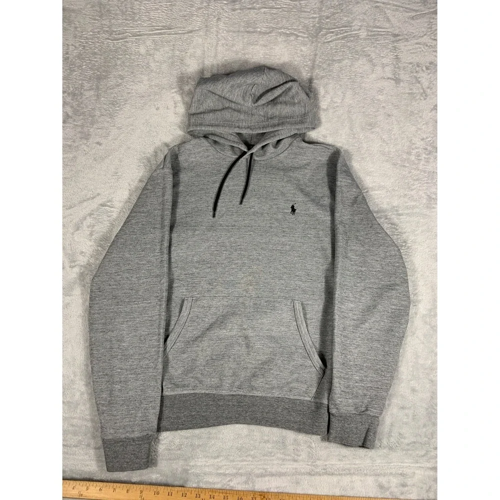 Polo Ralph Lauren Men's Hoodie L Gray Contrasting Black Drawstrings